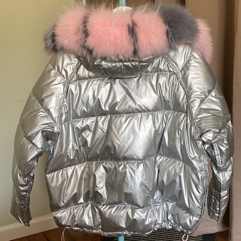 Reversible Down Jacket With Detachable Two Colore… - image 5